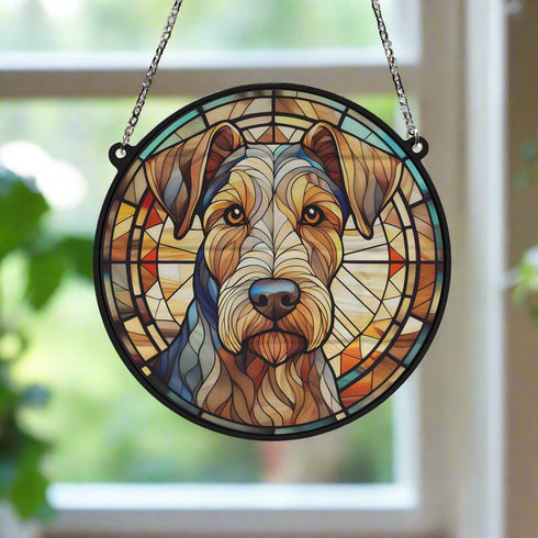 Airedale Terrier Stained Glass Effect Suncatcher